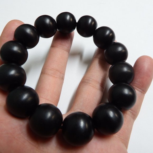 16mm top grade black Makassar Ebony wood Diospyros celebica Bracelet beads from - Picture 2 of 5
